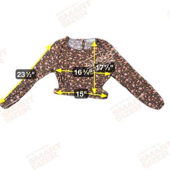 Elodie Floral Print Balloon Sleeve Blouse Navy Pink Romantic Top Size‎ L - Picture 8 of 8